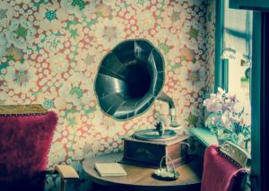 vintage gramophone on the table